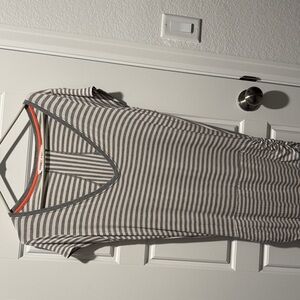 Athleta Gray Striped Midi Dress